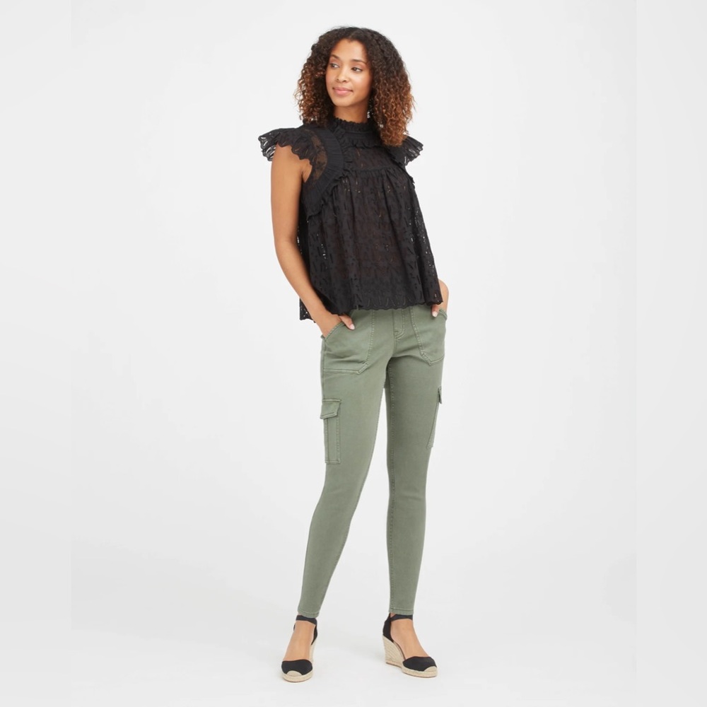 SPANX Stretch Twill Ankle Cargo Pant In Soft Sage